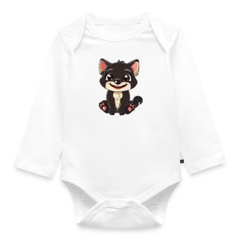 Cute Tasmanian Devil Cartoon Style - Organic Longsleeve Baby Bodysuit - white - Front