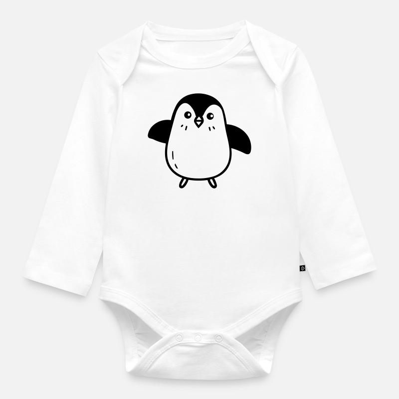 Pinguin - Baby Bio-Langarm-Body - Weiß