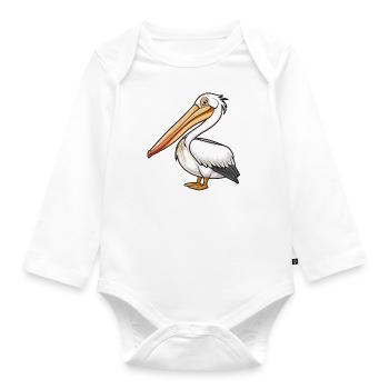 Stolzer Pelikan In Eleganter Pose - Baby Bio-Langarm-Body - Weiß - Vorne