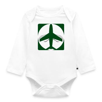Military aircraft in flight with wind effect - Organic Longsleeve Baby Bodysuit - white - Front