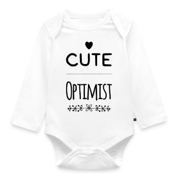 Baby Dictons - optimiste mignon - Body Bébé bio manches longues - blanc - Devant
