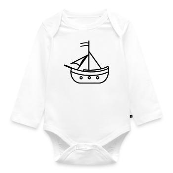 Pirate ship - Organic Longsleeve Baby Bodysuit - white - Front