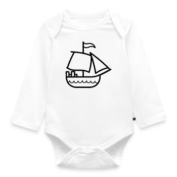 Pirate ship - Organic Longsleeve Baby Bodysuit - white - Front