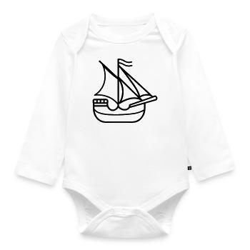 Pirate ship - Organic Longsleeve Baby Bodysuit - white - Front