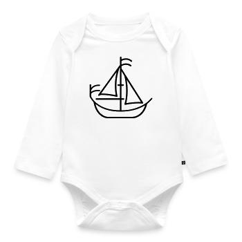 pirate ship - Organic Longsleeve Baby Bodysuit - white - Front
