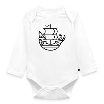 Pirate ship - Organic Longsleeve Baby Bodysuit - white - Front