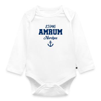 Amrum - 25946 - Nordsee Insel - Baby Bio-Langarm-Body - Weiß - Vorne