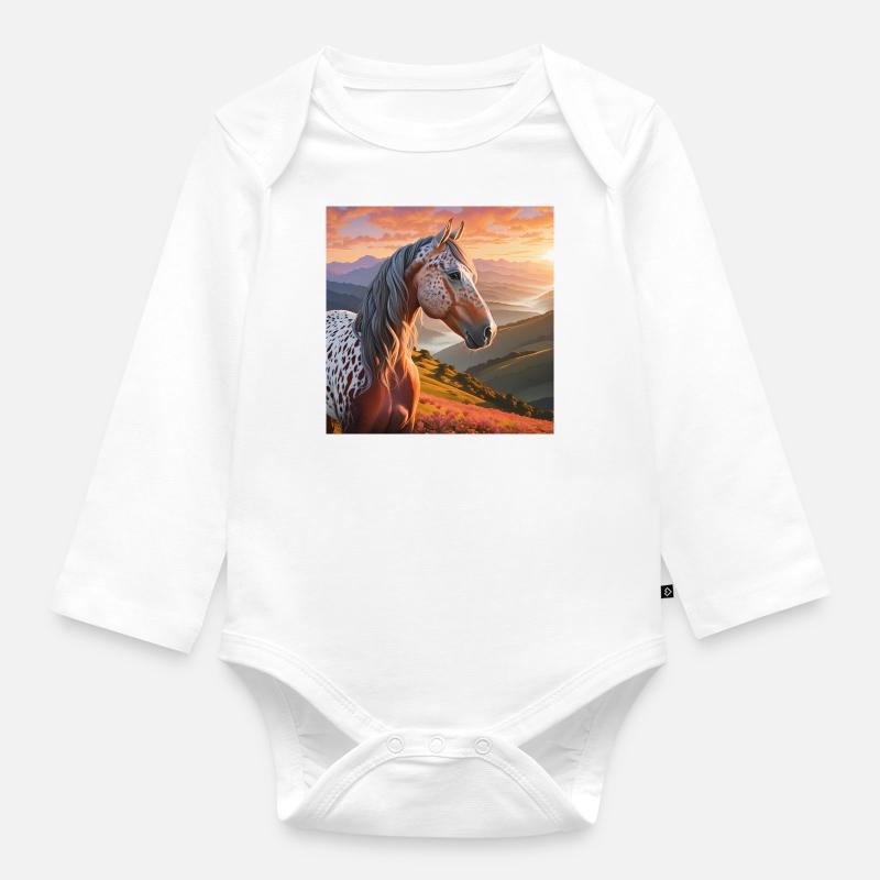 Pferdekunst - Baby Bio-Langarm-Body - Weiß