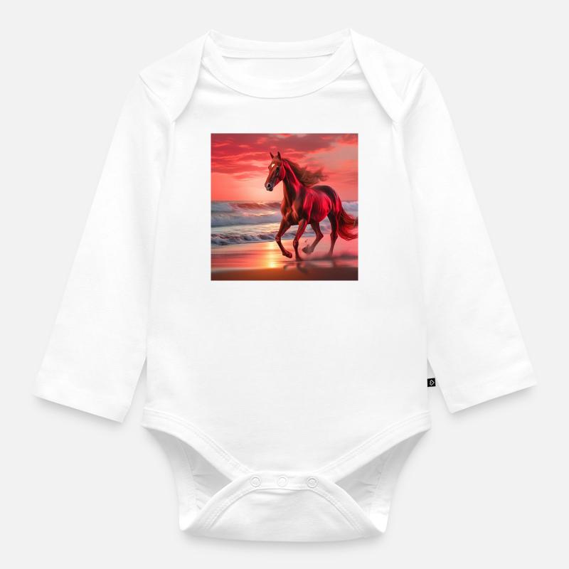 Pferdekunst - Baby Bio-Langarm-Body - Weiß