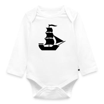 Pirate ship - Organic Longsleeve Baby Bodysuit - white - Front