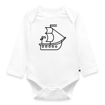 Pirate ship - Organic Longsleeve Baby Bodysuit - white - Front