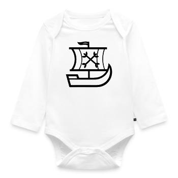 Pirate ship - Organic Longsleeve Baby Bodysuit - white - Front