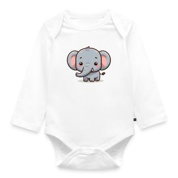 Cute elephant - Organic Longsleeve Baby Bodysuit - white - Front