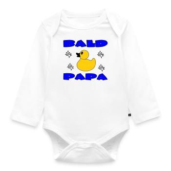 BALD PAPA - Organic Longsleeve Baby Bodysuit - white - Front