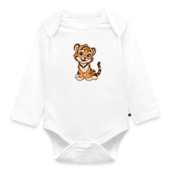 Playful tiger cub for animal lovers - Organic Longsleeve Baby Bodysuit - white - Front