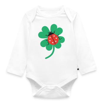 Cloverleaf with Ladybug - Organic Longsleeve Baby Bodysuit - white - Front