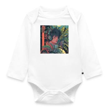 Plantlover d’anime des années 80 écoutant de la musique imprimer - Body Bébé bio manches longues - blanc - Devant