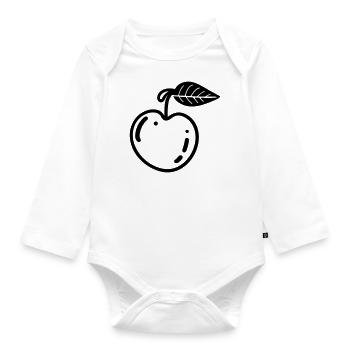 Kirsche - Baby Bio-Langarm-Body - Weiß - Vorne