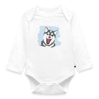Conception d’illustration « Husky Kisses » - Body Bébé bio manches longues - blanc - Devant