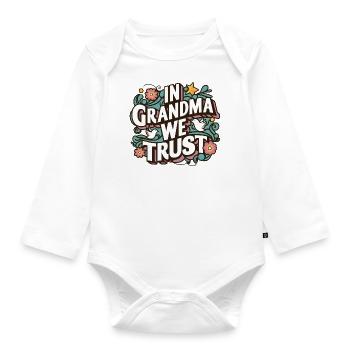 We trust grandma, our best grandma - Organic Longsleeve Baby Bodysuit - white - Front