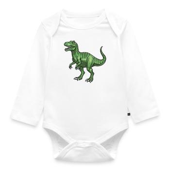 Allosaurus-Dinosaurier - andere Eidechse - Baby Bio-Langarm-Body - Weiß - Vorne