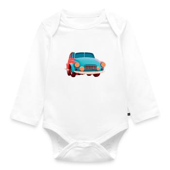 Old Abstract Car - Organic Longsleeve Baby Bodysuit - white - Front
