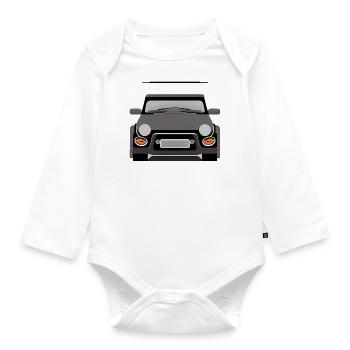 Minimalist car frontal - Organic Longsleeve Baby Bodysuit - white - Front