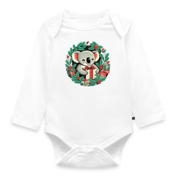 Ours koala de Noël - Body Bébé bio manches longues - blanc - Devant