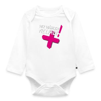 Wir wählen Vielfalt! (CSD-Design 2024) - Baby Bio-Langarm-Body - Weiß - Vorne