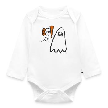 Halloween Geist - Ach du Schreck - Baby Bio-Langarm-Body - Weiß - Vorne