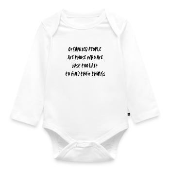 Organized laziness - Organic Longsleeve Baby Bodysuit - white - Front