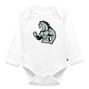 Horse Strong - Organic Longsleeve Baby Bodysuit - white - Front