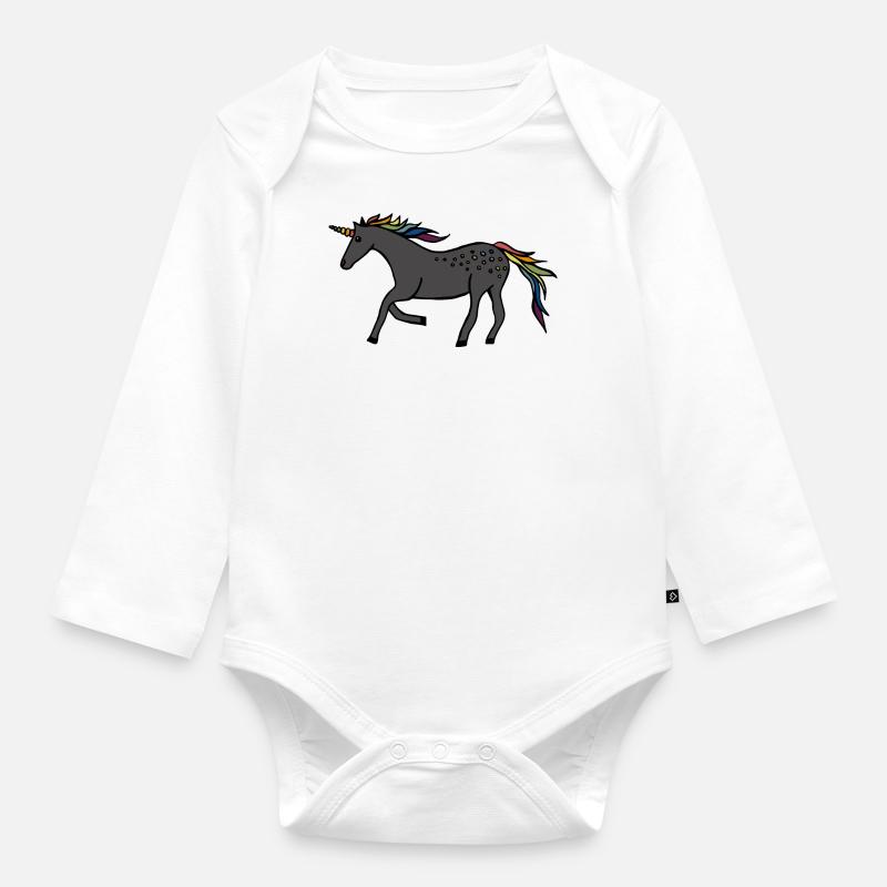Fast Unicorn - Organic Longsleeve Baby Bodysuit - white