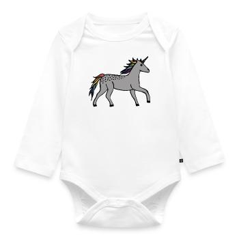 Cute Unicorn - Organic Longsleeve Baby Bodysuit - white - Front