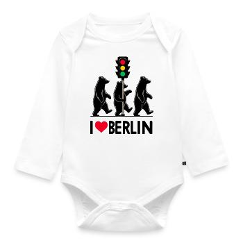 J’aime le feu tricolore de Berlin - Body Bébé bio manches longues - blanc - Devant