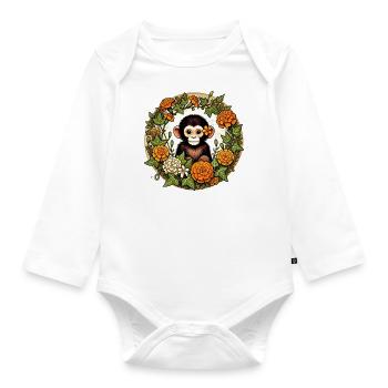 Schimpanse - Baby Bio-Langarm-Body - Weiß - Vorne