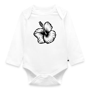 Hibiscus - Organic Longsleeve Baby Bodysuit - white - Front