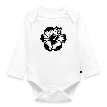hibiscus - Organic Longsleeve Baby Bodysuit - white - Front