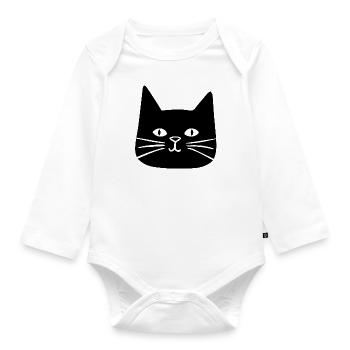 Katzen Katzendame Katzenfreund Katzengesicht - Baby Bio-Langarm-Body - Weiß - Vorne
