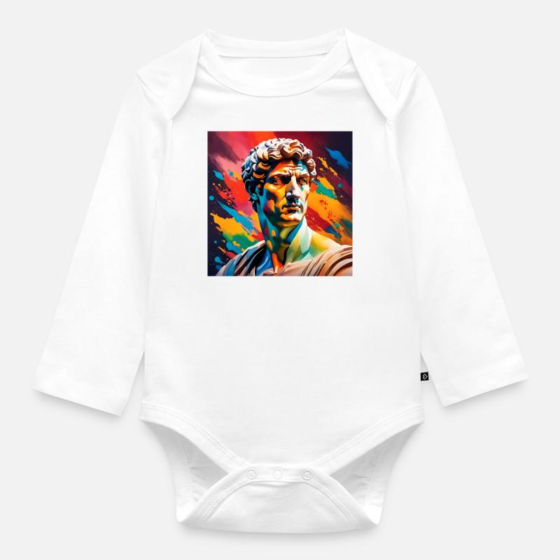 Michel-Ange David coloré - Body Bébé bio manches longues - blanc