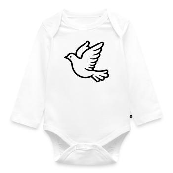 Taube - Baby Bio-Langarm-Body - Weiß - Vorne