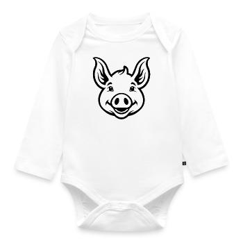 Pig Piggy - Organic Longsleeve Baby Bodysuit - white - Front