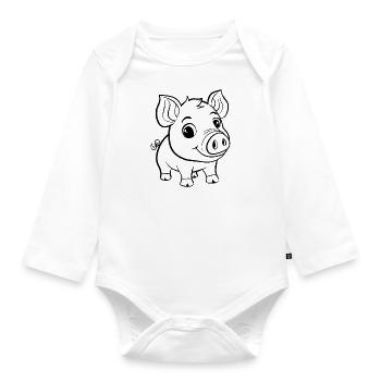 Pig Piggy - Organic Longsleeve Baby Bodysuit - white - Front