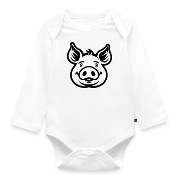 Pig Piggy - Organic Longsleeve Baby Bodysuit - white - Front
