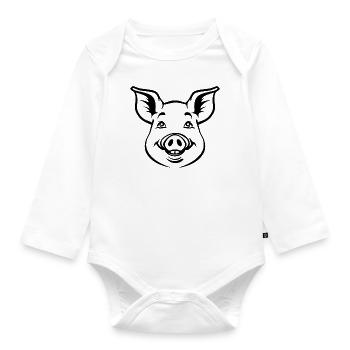 Pig Piggy - Organic Longsleeve Baby Bodysuit - white - Front