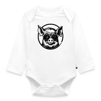 Pig Piggy - Organic Longsleeve Baby Bodysuit - white - Front
