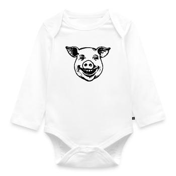 Pig Piggy - Organic Longsleeve Baby Bodysuit - white - Front