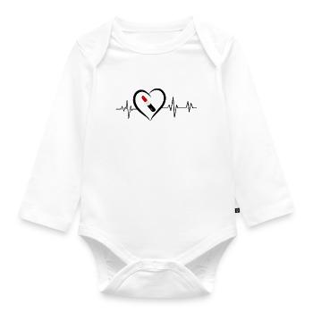 Herzschlag Lippenstift - Baby Bio-Langarm-Body - Weiß - Vorne