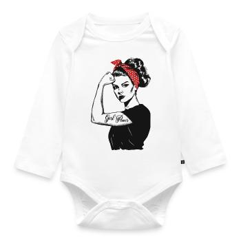 Girl Power Girl Power Grl Pwr Femme Fille Rétro - Body Bébé bio manches longues - blanc - Devant