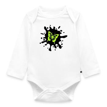 Papillon éclaboussures de couleur - Body Bébé bio manches longues - blanc - Devant